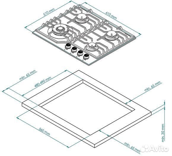 Газовая варочная панель Kuppersberg FS 610 Ant Bronze