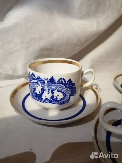 Чайная пара зайцы Вербилки СССР