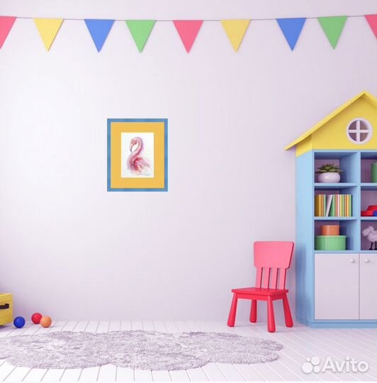 Картина с фламинго 