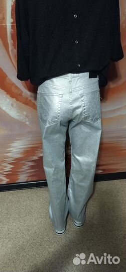 Джинсы серебряные xs