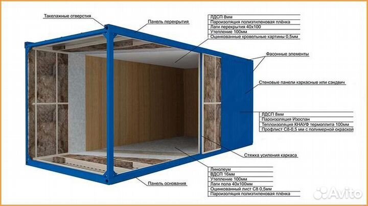 Блок контейнер Прорабская строительная бытовка