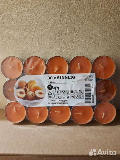 Ароматическая свеча 30шт IKEA Синлиг мандар/персик