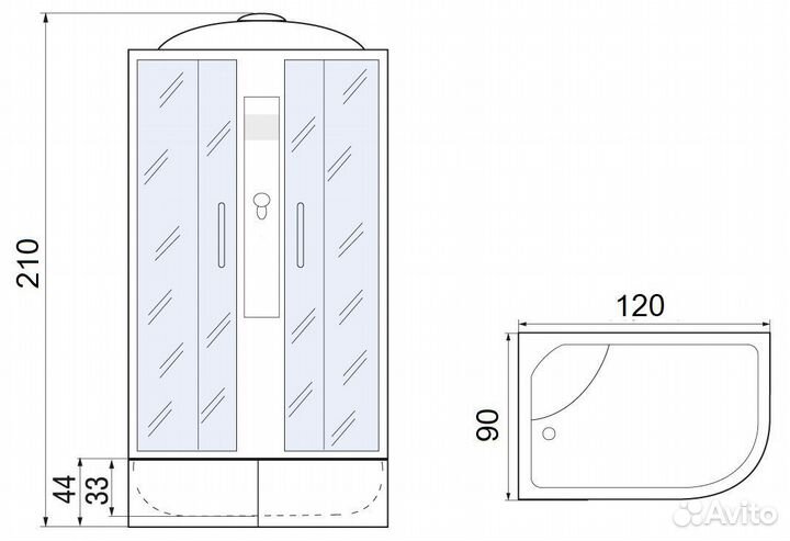 Душевая кабина River desna 120/90/44 мт R new