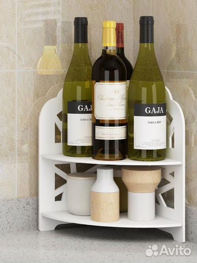 Полка угловая для кухни для косметики в ванну