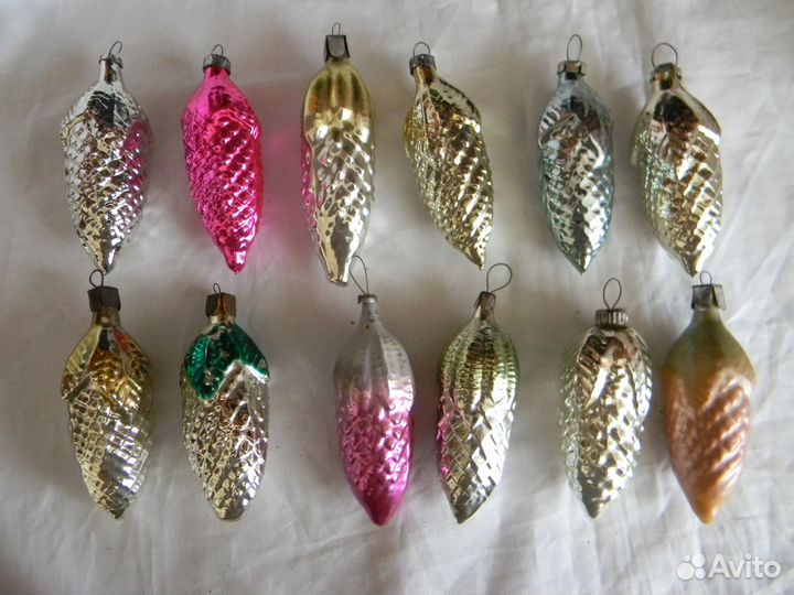 Ёлочные игрушки Шишки наборами СССР