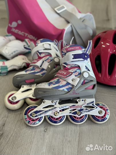 Детские роликовые коньки 26-31р с защитой и шлемом
