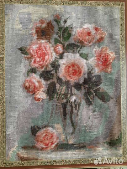 Картины алмазная вышивка розы, маки