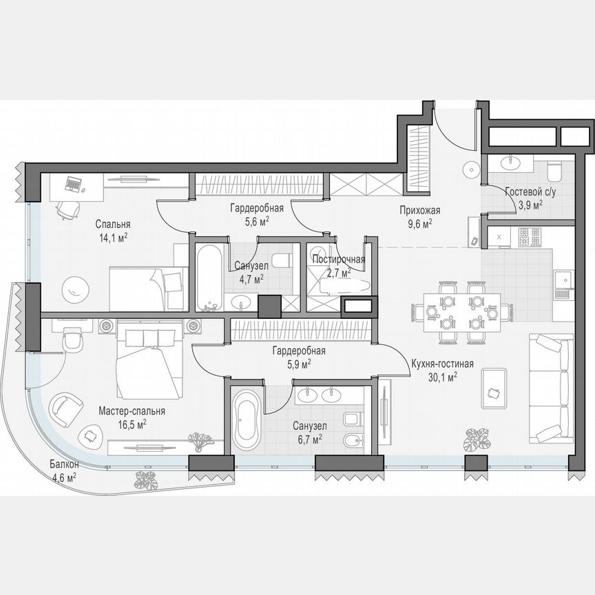 2-к. квартира, 104,2 м², 2/14 эт.