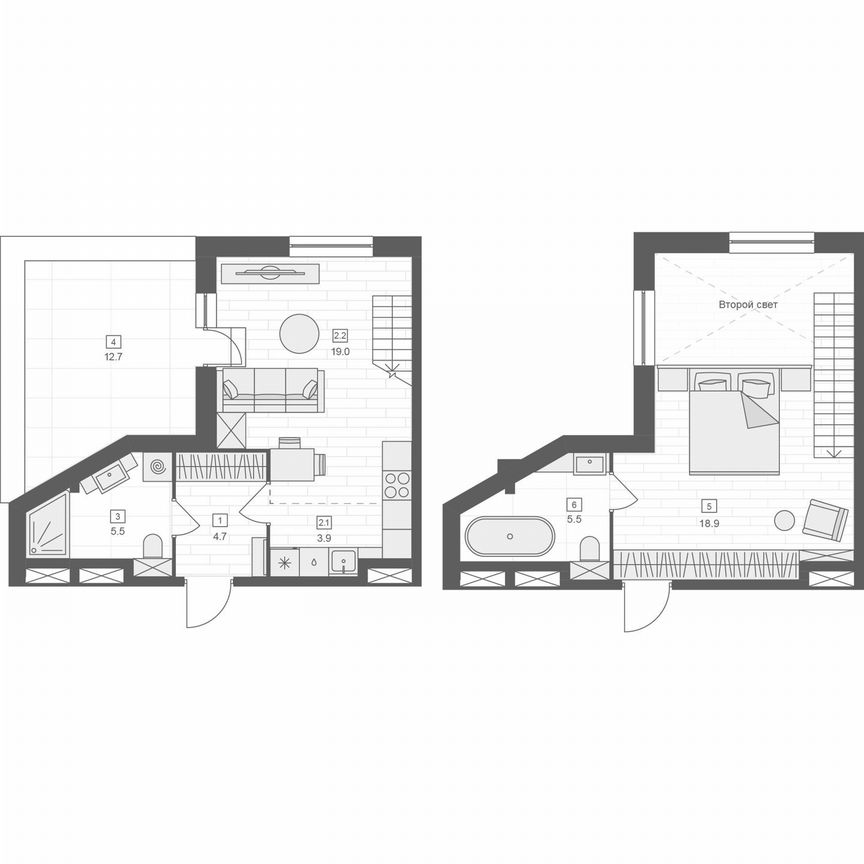 1-к. апартаменты, 57,5 м², 9/10 эт.