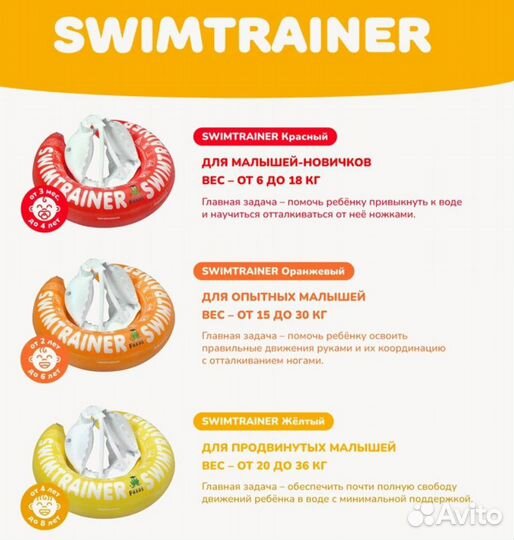 Круг для плавания swimtrainer оранжевый