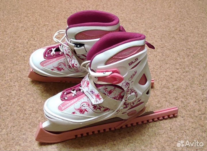 Коньки детские раздвижные р. 34-37 + чехлы