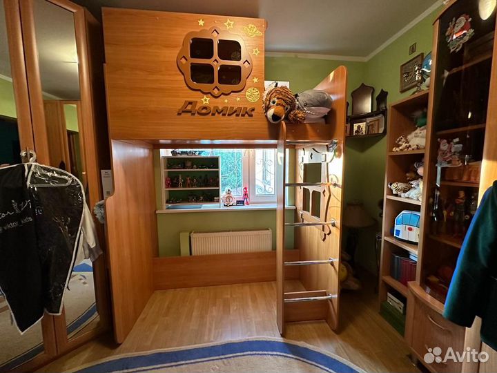 Кровать чердак домик с матрасом 160х70