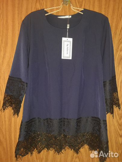 Блуза с кружевом размер 50