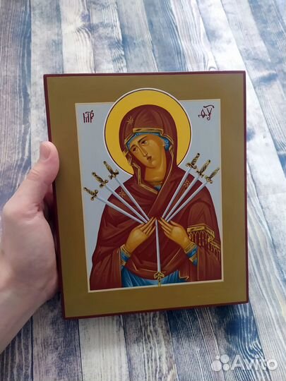 Богородица Семистрельная рукописная икона