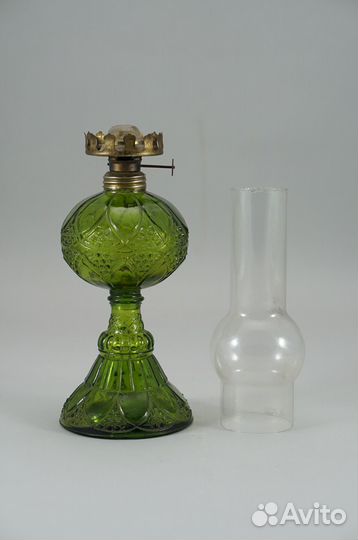 Керосиновая лампа из цветного стекла ретро винтаж