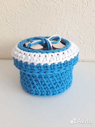 Корзинка из трикотажной пряжи