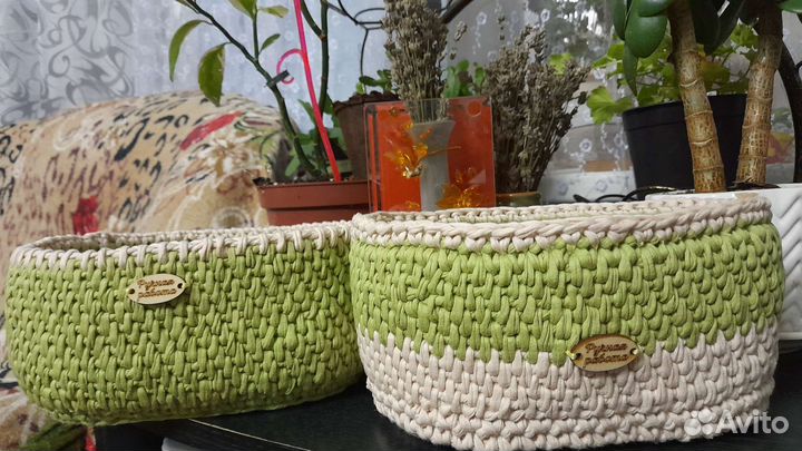 Корзина вязаная крючкомдля мелочей