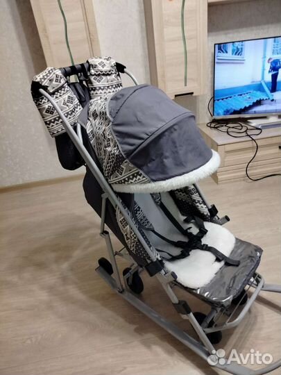 Детские санки коляска с колесами