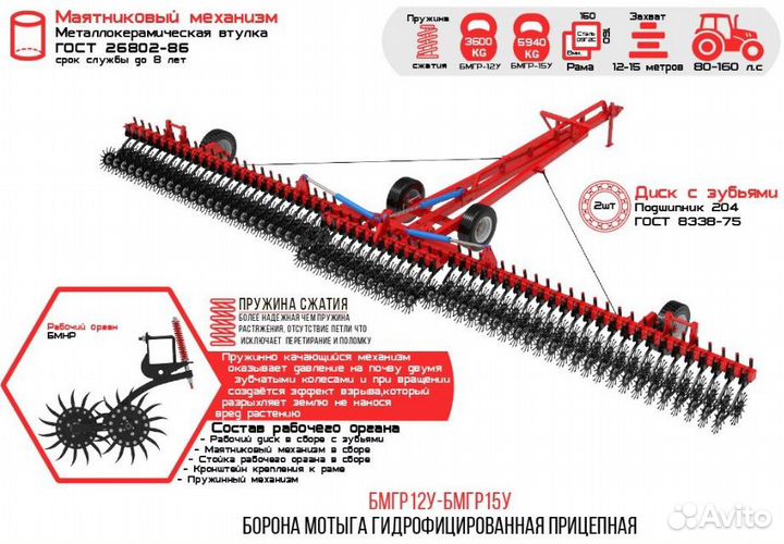 Борона Агромаш БМНР-12У, 2023