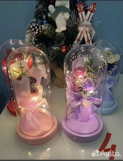 Роза в колбе с подсветкой 39шт