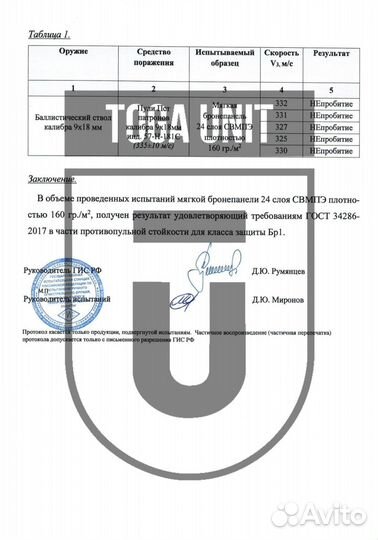 Баллистика в бронежилет сканда А-18 Арс Арма