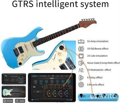 Электрогитара со встроенным процессором Mooer gtrs S800 Blue