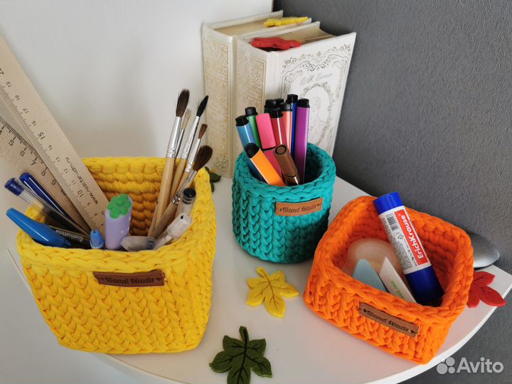Корзинка из трикотажной пряжи