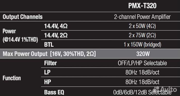Усилитель 2-канальный Alpine PMX-T320