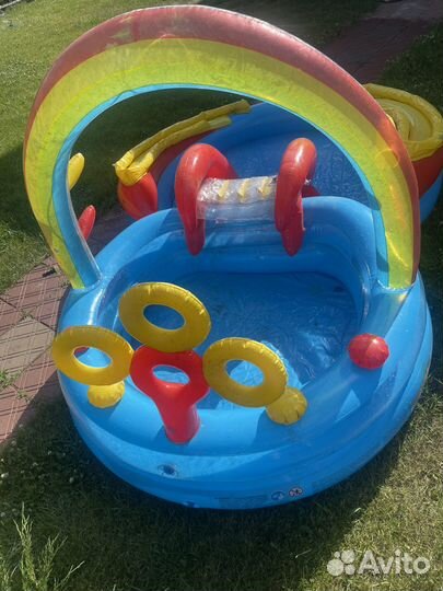Детский надувной бассейн с горкой