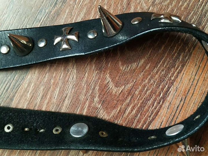 Чокер/браслет с шипами, из натуральной кожи