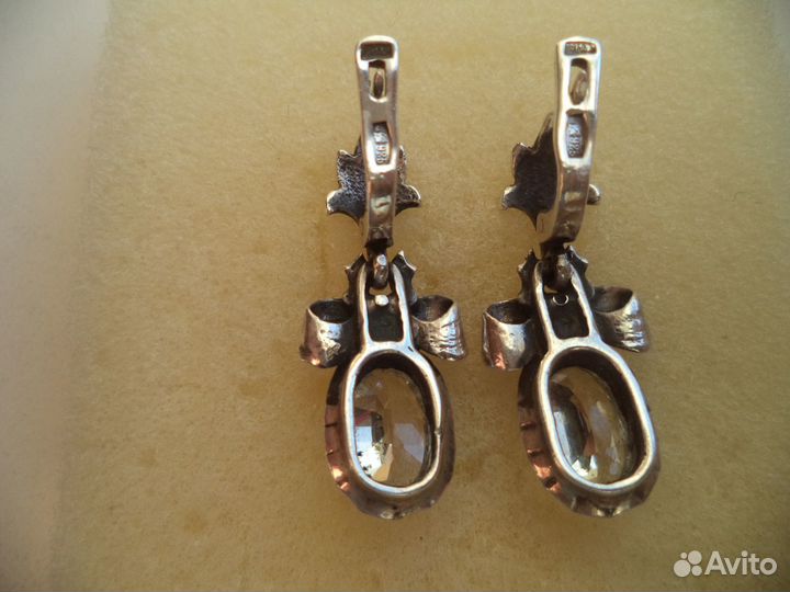Серьги-подвески серебро 925 хрусталь