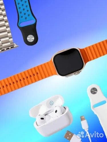 Смарт часы+наушники+7 ремешков сменных