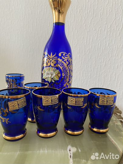 Графин и 6 рюмок, Богемия, винтаж