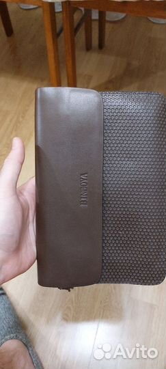 Барсетка кожаная, нессесер тканевый