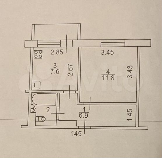 1-к. квартира, 32,2 м², 1/9 эт.