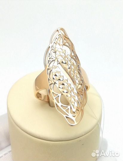 Золотое кольцо из красного золота 585 пробы, алмаз