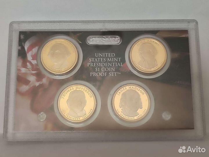 Набор 4 монеты 1 доллар 2007 Президенты США