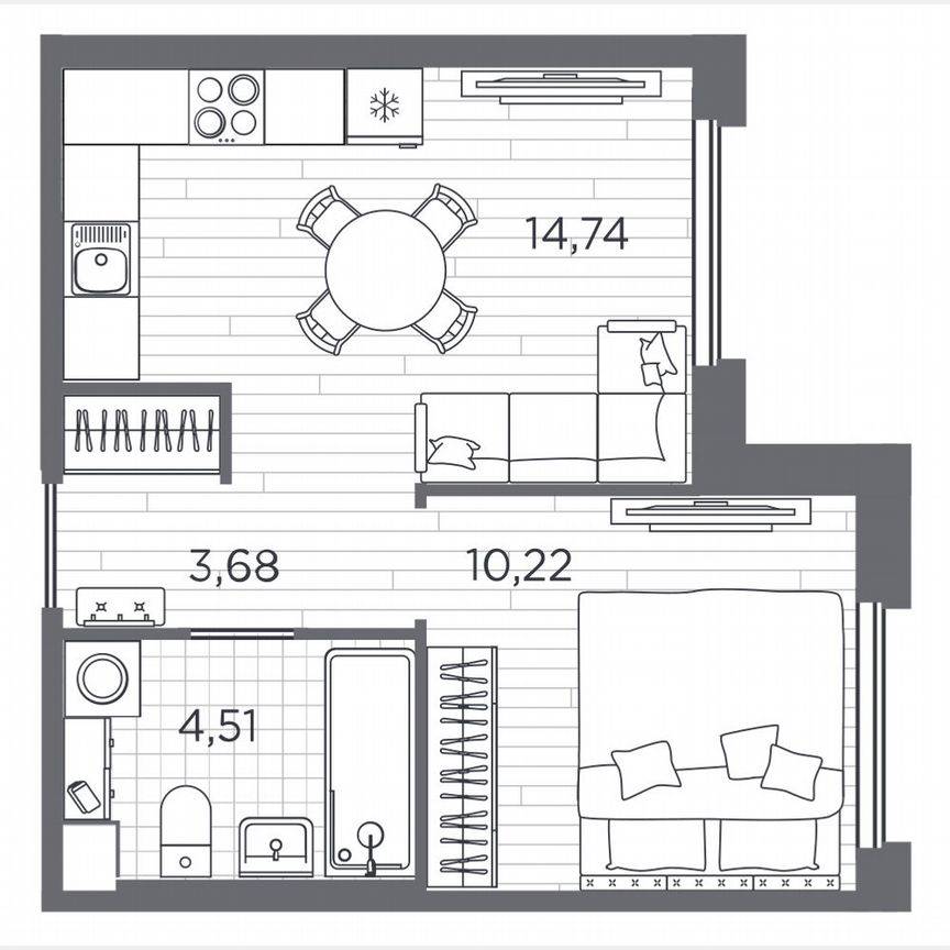 1-к. квартира, 33,2 м², 1/5 эт.