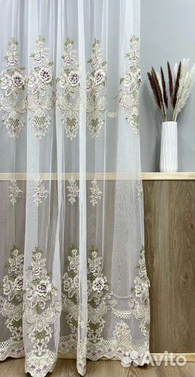 Тюль грек сетка с 3Д вышивкой