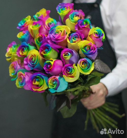 Радужные розы. Букеты Цветы доставка