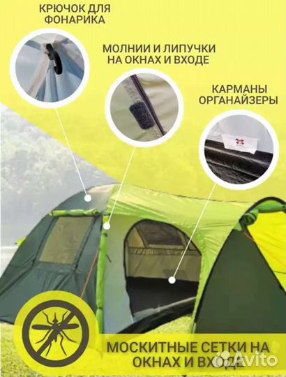 Палатка туристическая 4 местная с тамбуром
