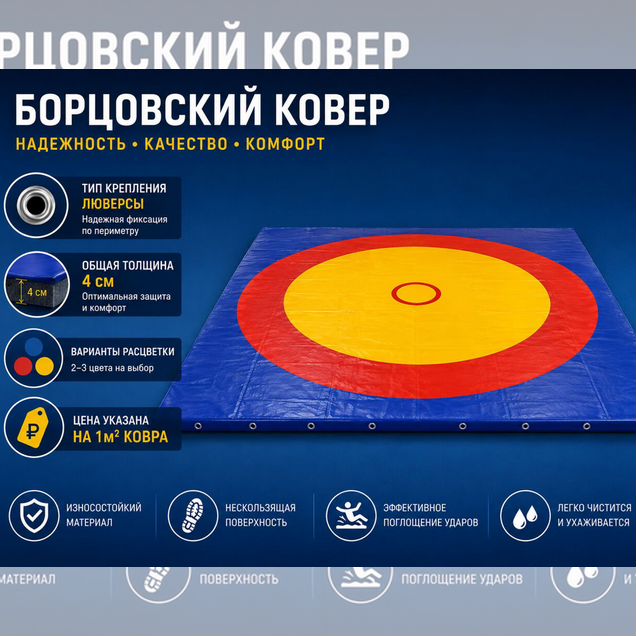 Борцовский ковер 1м², крепление - люверсы