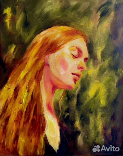 Картина маслом стильная в интерьер лето девушка
