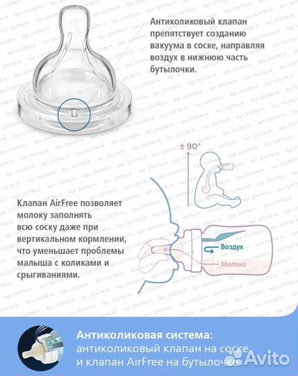 Бутылочка avent противоколиковая