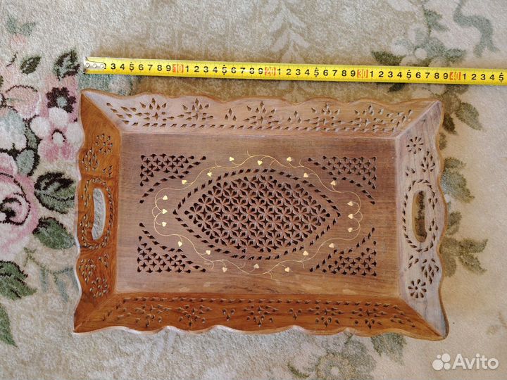 Поднос дерево 38*25 см инкрустация. Ручная работа