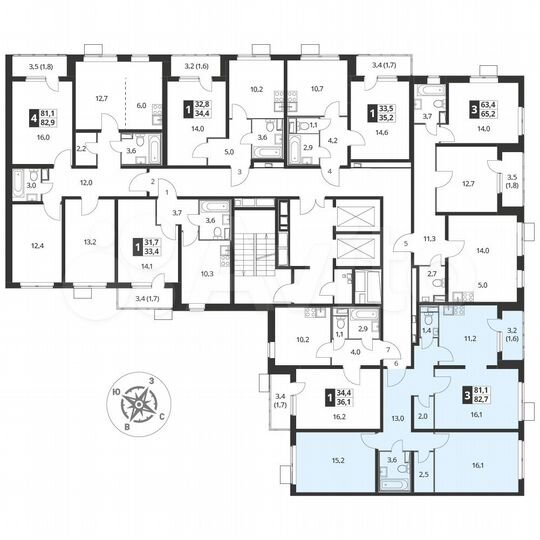 3-к. квартира, 82,5 м², 6/25 эт.