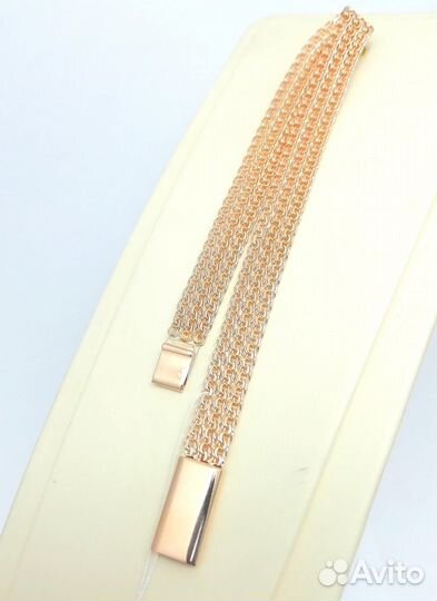 Золотой браслет Тройной бисмарк, полновесный, замок коробочка, длина 19 см, вес 7,80г*