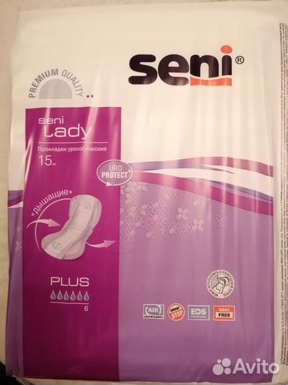 Прокладки урологические seni Lady Plus, 6 капель
