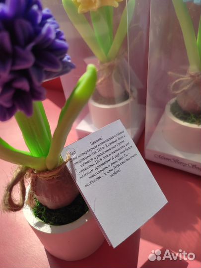 Гиацинт из мыла в подарочной коробке