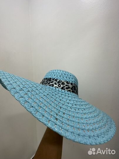 Шляпа женская пляжная голубая